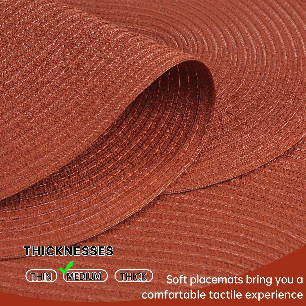 Placemats Set of 6, Woven Oval Braided Dining Table Mats(Rust Orange)