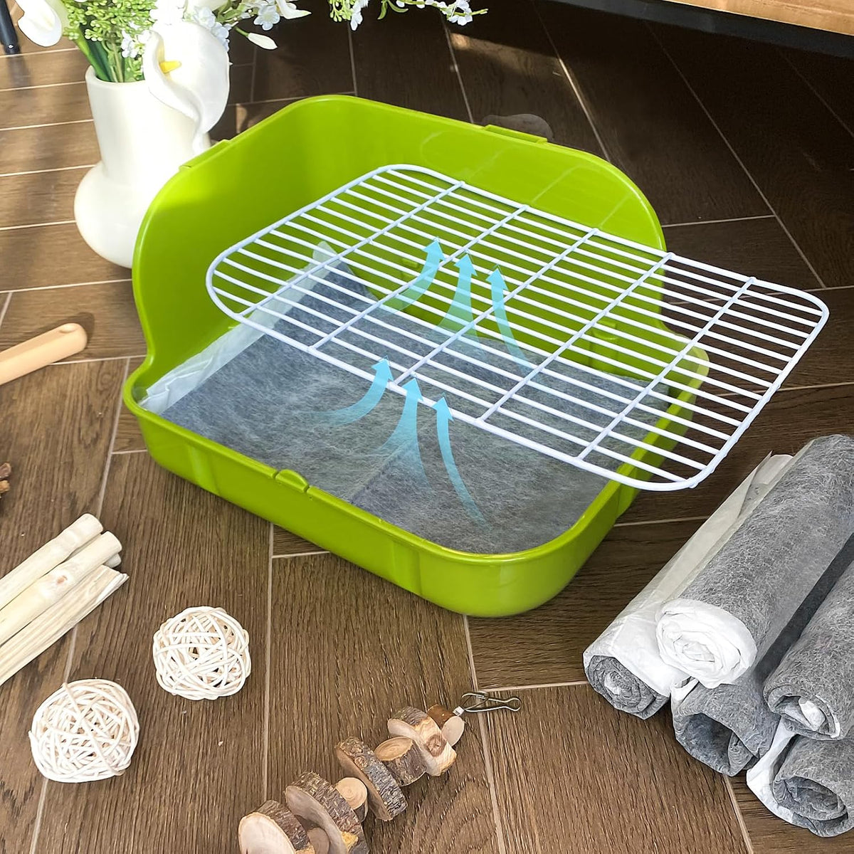 Rabbit Litter Box, Bunny Litter Box, Guinea Pig Potty Trained, Square Small Animal Toilet Potty Pan for Rabbit Guinea