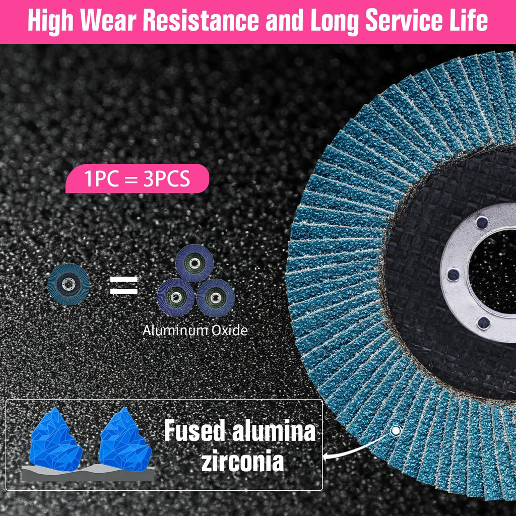 4-1/2" x 7/8" 40 Grit Zirconia Flap Discs for Angle Grinder, 12 Pack