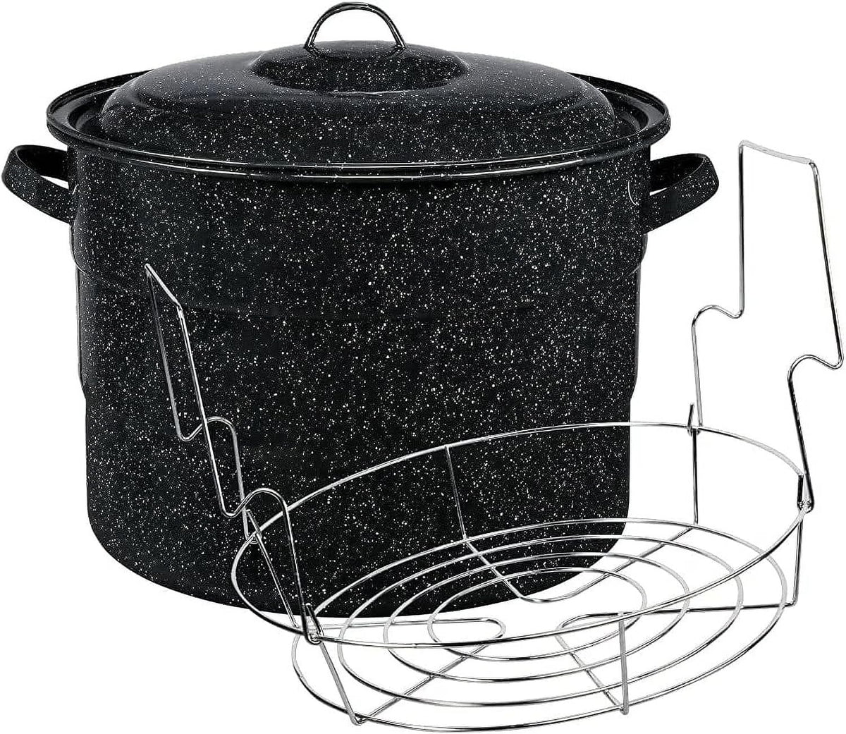 21.5 Quart Large Water Bath Canner - Enamel Canning Pot with Included Canning Rack | Spacious Design for Batch