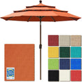 USA 10-Year-Non-Fading 9ft 3-Tier Market Patio Umbrella, Commercial Grade Outdoor Table Umbrella with Crank Open