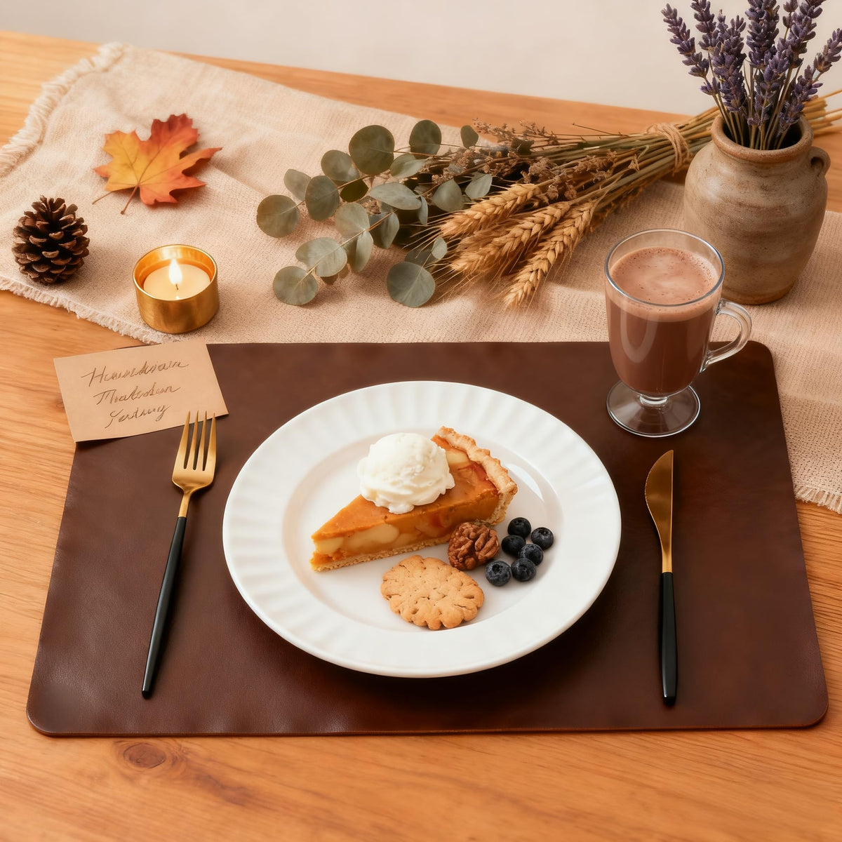 Placemats Set of 8, Reversible Dual-Color Faux Leather Place Mats