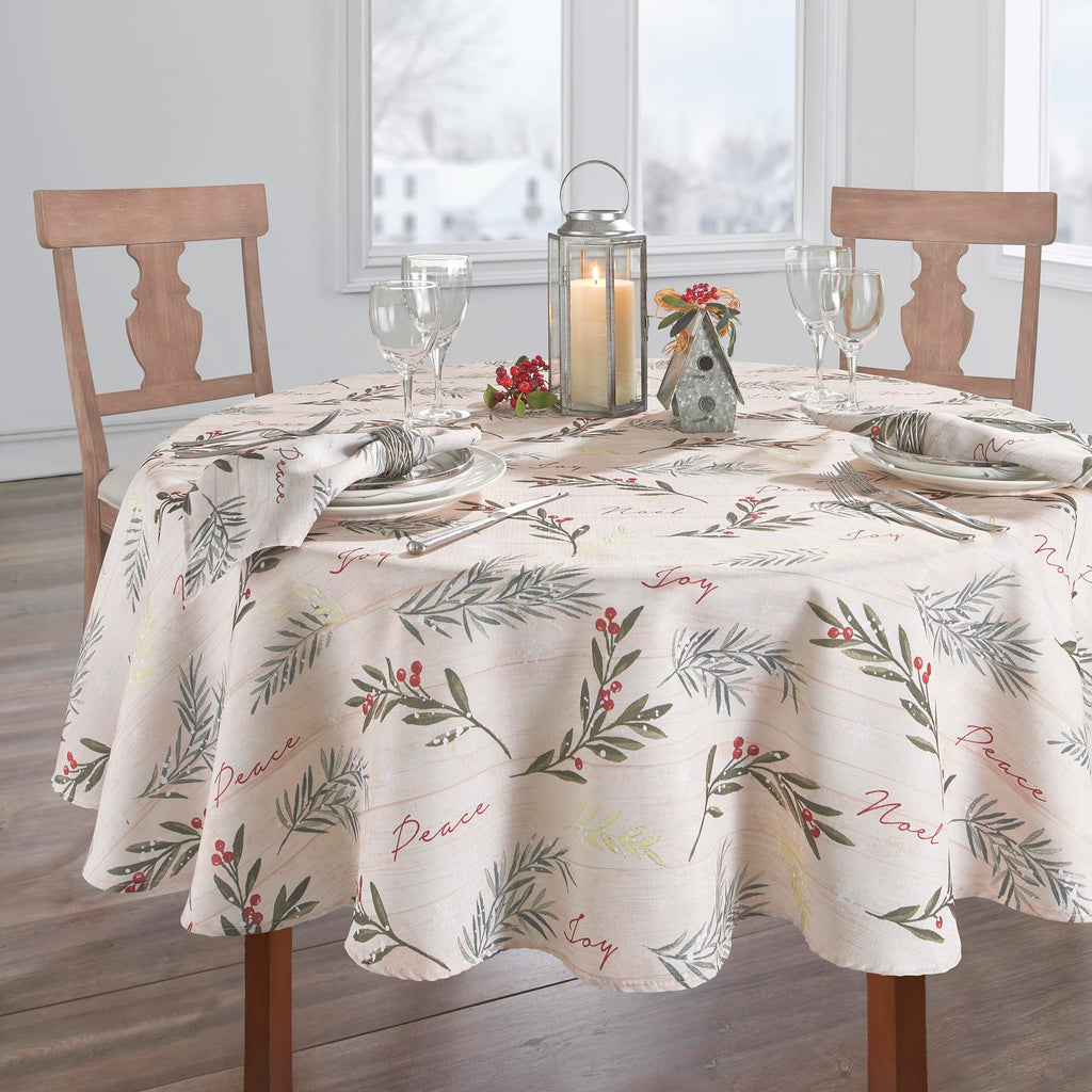 Holiday Tree Trimmings Tablecloth, Multicolor - 70" W x 70" L Round