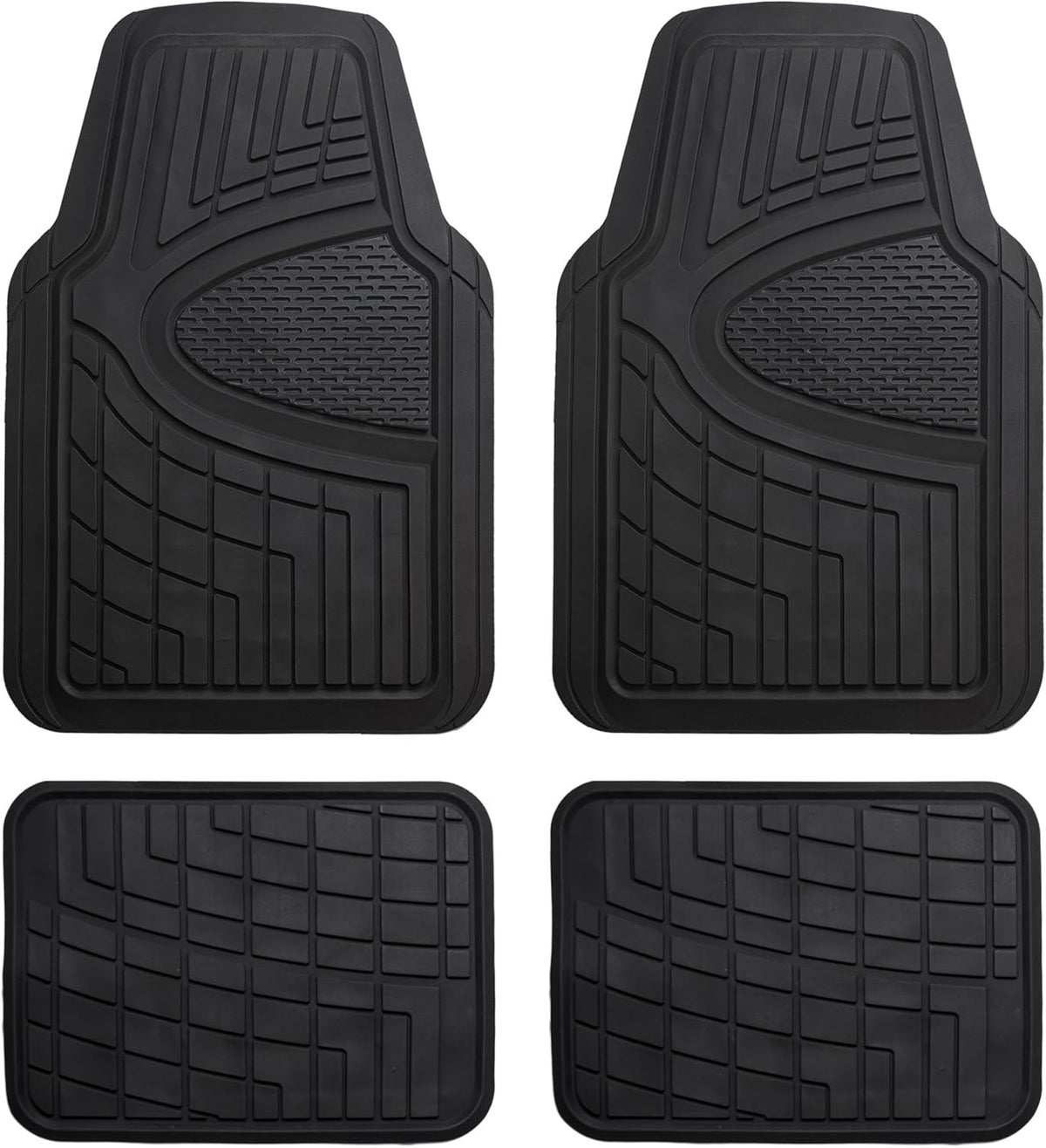 Automotive Floor Mats - Heavy-Duty Rubber Floor Mats for Cars, Universal Fit Full Set, Climaproof & Trimmable Floor