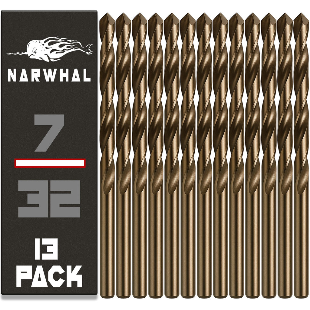 Narwhal 7/32 Inch Drill Bit (13 Pack) Cobalt for Metal & Stainless Steel
