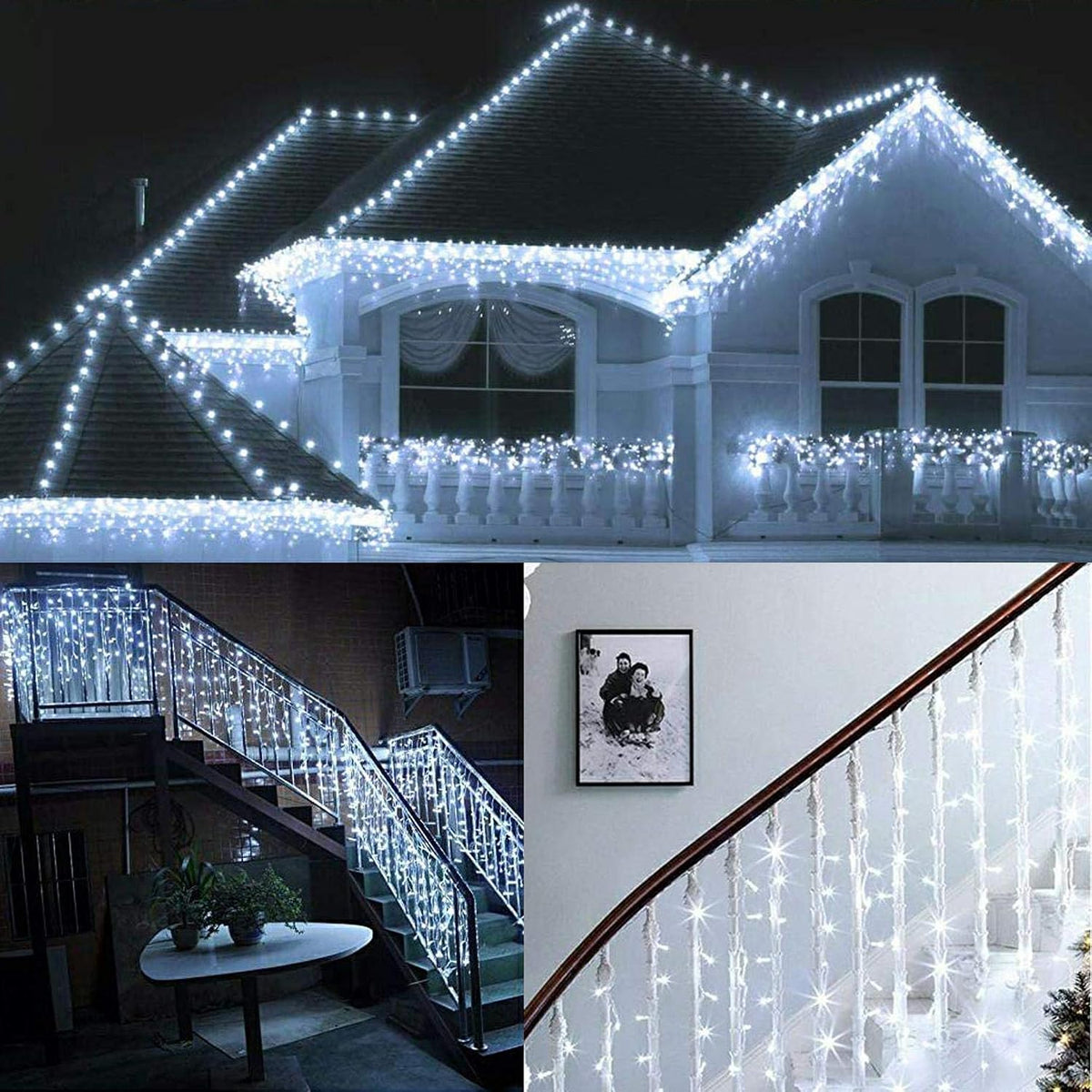 Icicle Dripping Lights, 13FT 144 LEDs 8 Modes Christmas Connectable Twinkle Window Curtain Fairy Waterfall Diwali