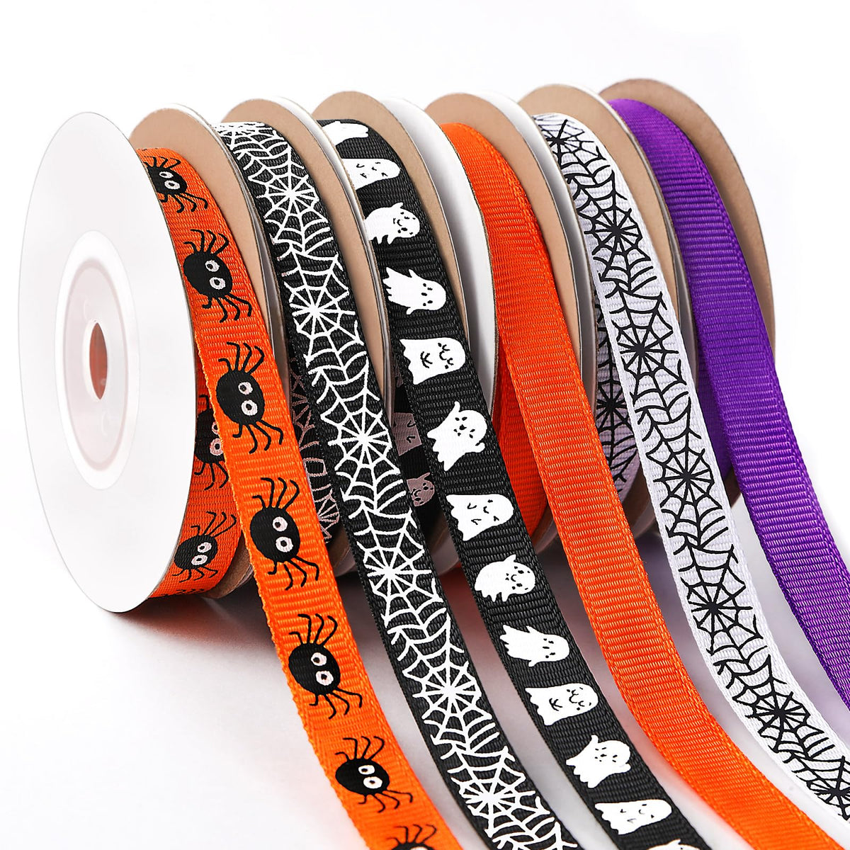 Halloween Ribbon, 6 Rolls 60 Yards Spooky Grosgrain Ribbons