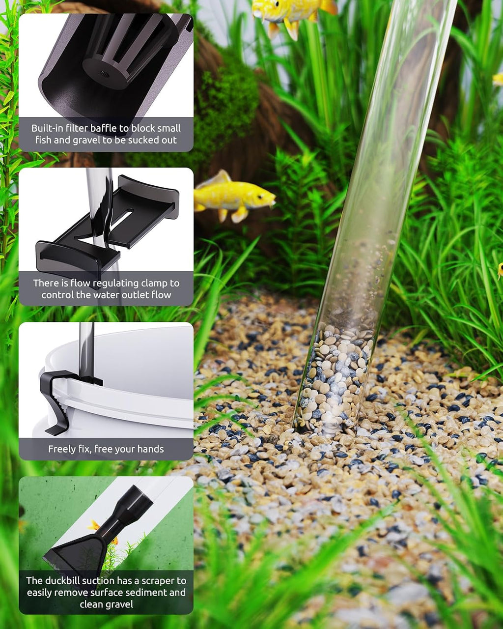 Aquarium Vacuum Gravel Cleaner Adjustable Fish Tank Siphon Cleaner