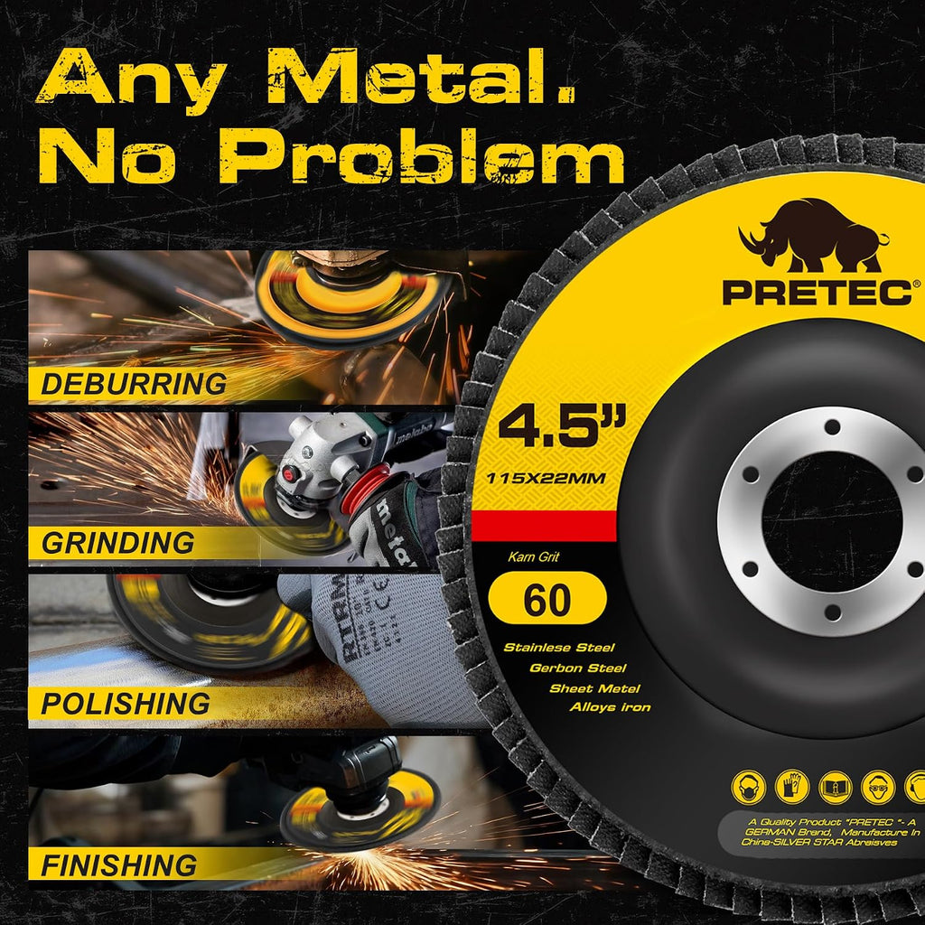 Flap Discs 4 1/2 for Angle Grinder, 12 Pcs Flap Discs 60 Grit, 4.5" x 7/8" High Density Zirconia Type 27 Flap Sanding Disc for Grinding, Rust Removal, Sanding and Finishing - 12 Packs