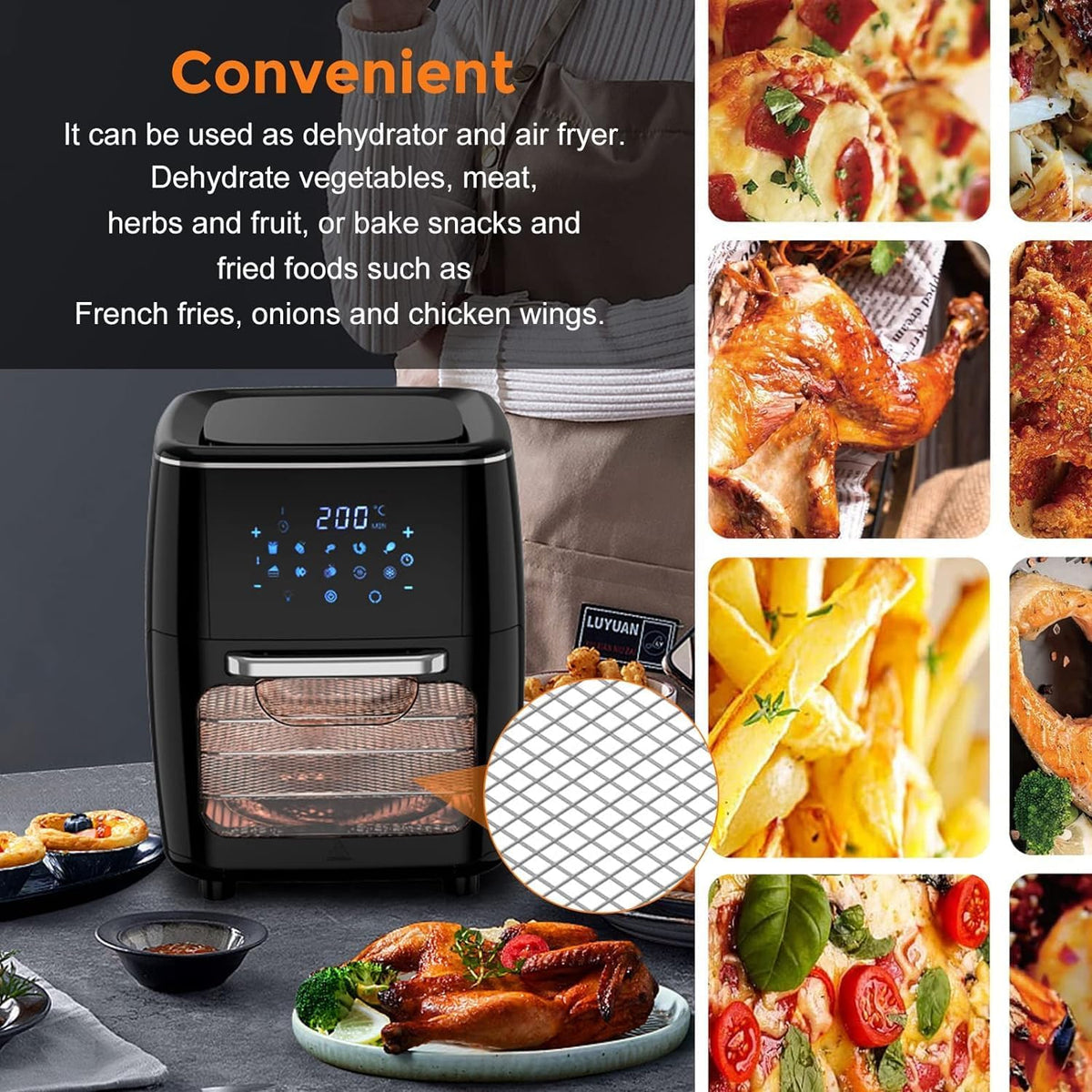 Air Fryer Rack for Oven, 3 PCS Air Fryer Oven Accessories Dehydrator Rack Replacement Tray Cooling Racks for Chefman