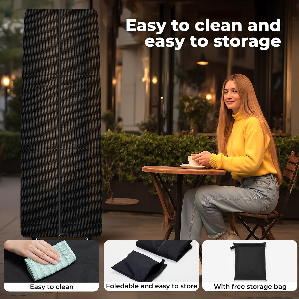 Square Tower Patio Heater Covers, Heavy-duty and Weather-resistant Oxford Fabric, Waterproof, Dust-proof, Snow-proof