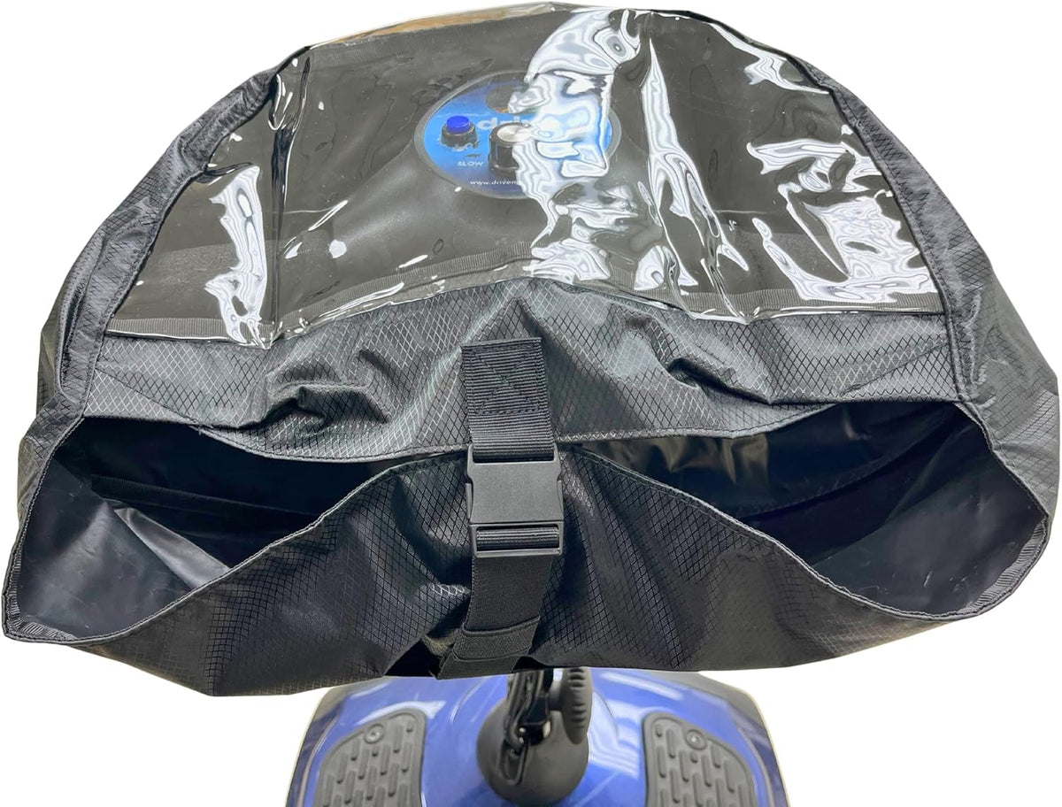 AlveyTech Clear Mobility Scooter Tiller Cover - Weatherproof Handicap Scooter Cover for Panel - Pride Scooter Accessories for Outdoor Travel, Protection from Sun, Snow, Dust, Wind, & Rain (Deluxe)