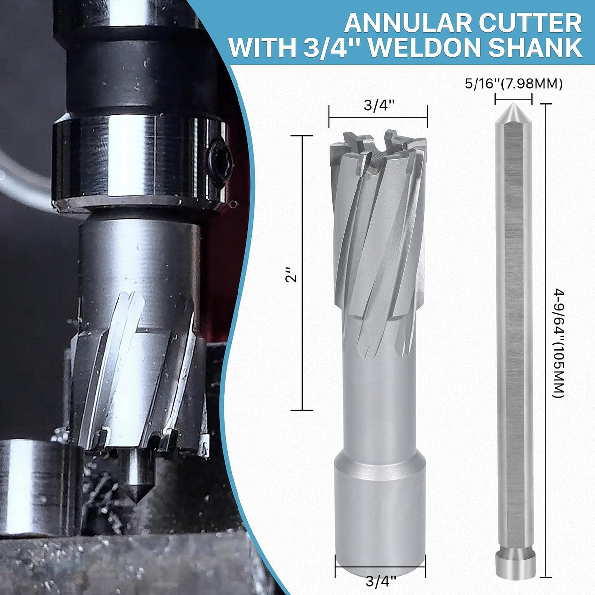 KEENTECH Carbide-Tipped Annular Cutter 3/4" Diameter x 2" Depth