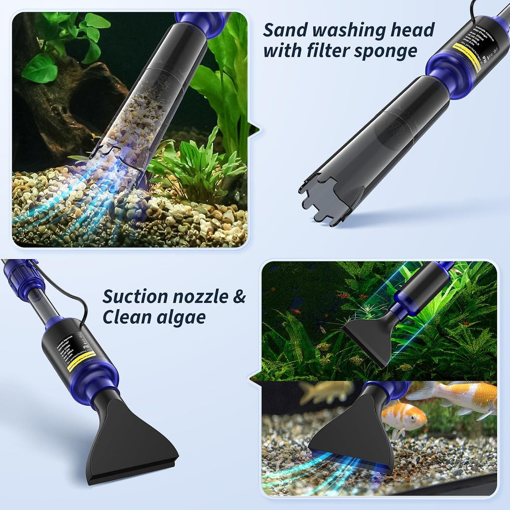 Fish Tank Cleaner - Aquarium Gravel Cleaner, 530GPH/32W Electric Fish Tank Cleaning Tools, Adjustable Water Flow