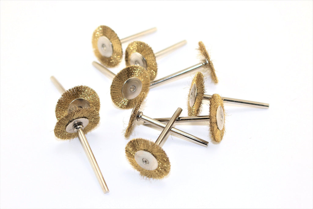 TMAX 10p Brass Bristle 3/4" Flat Wire Brush Wheel for Dremel & Rotary Tool