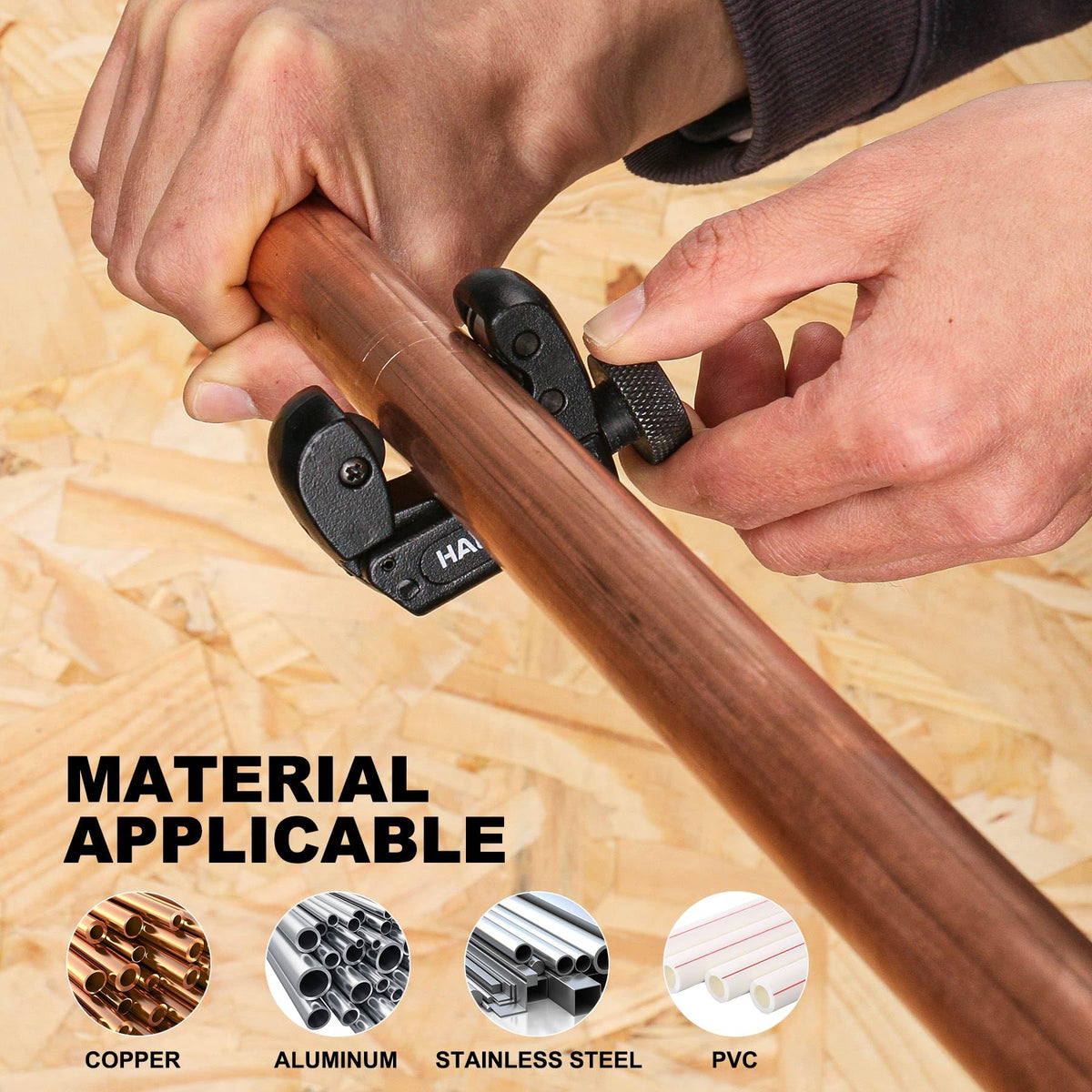 HAUTMEC Copper Pipe Cutter Tool 1/8" to 5/8"OD (3-16mm), Mini Copper Tubing Cutter Tool for PVC, Copper, Aluminum, and Thin Stainless Steel Tube HT0131-TC