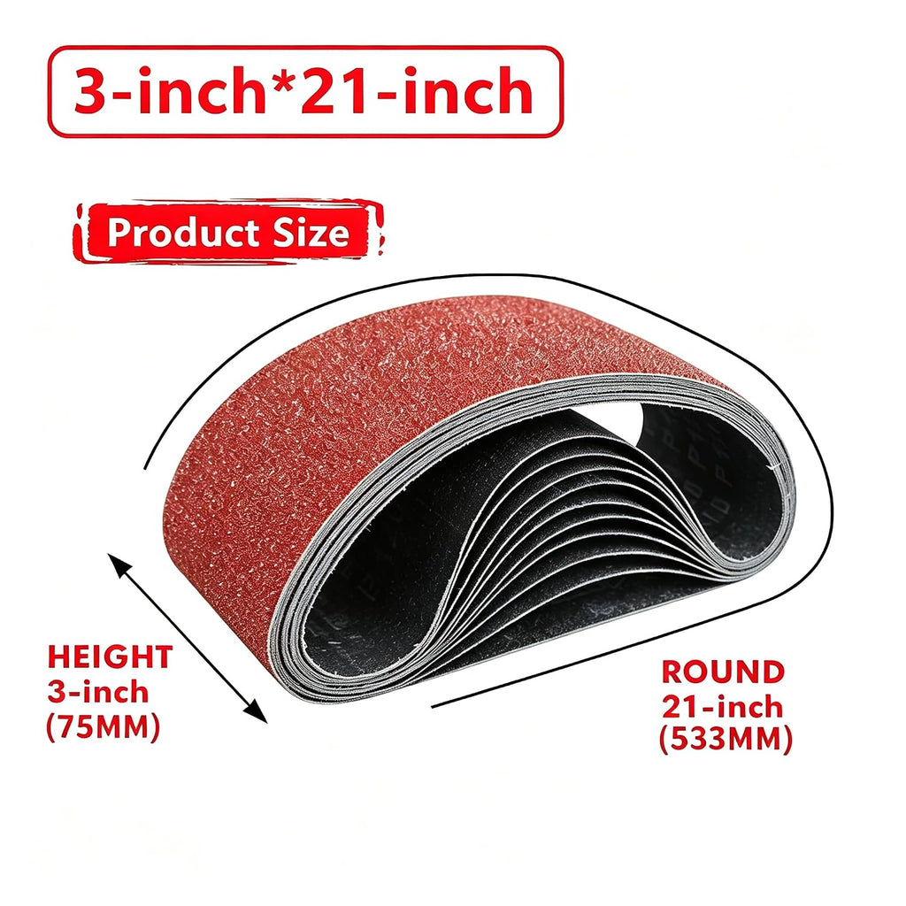 3x21 Inch Sanding Belts for Belt Sander, 25-Pack