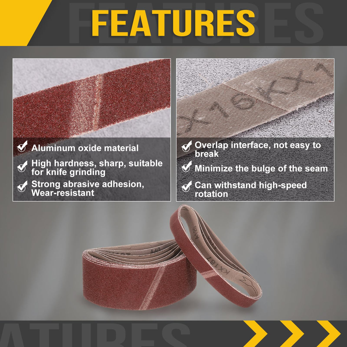 CoCud 2 x 48 Inch Sanding Belts, 3 Pcs 80 Grit Belt Sander Paper