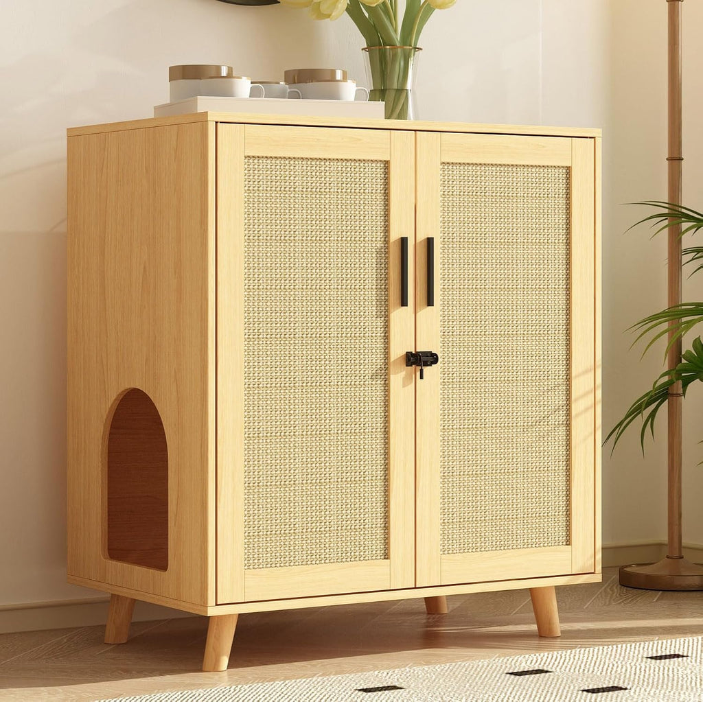 Large Hidden Cat Litter Box Enclosure, Cat Washroom Cabinet