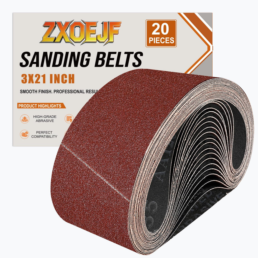 ZXOEJF 3 x 21 Inch Sanding Belts, 20 Pcs 240 Grits Sander Paper