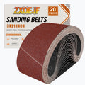 ZXOEJF 3 x 21 Inch Sanding Belts, 20 Pcs 240 Grits Sander Paper