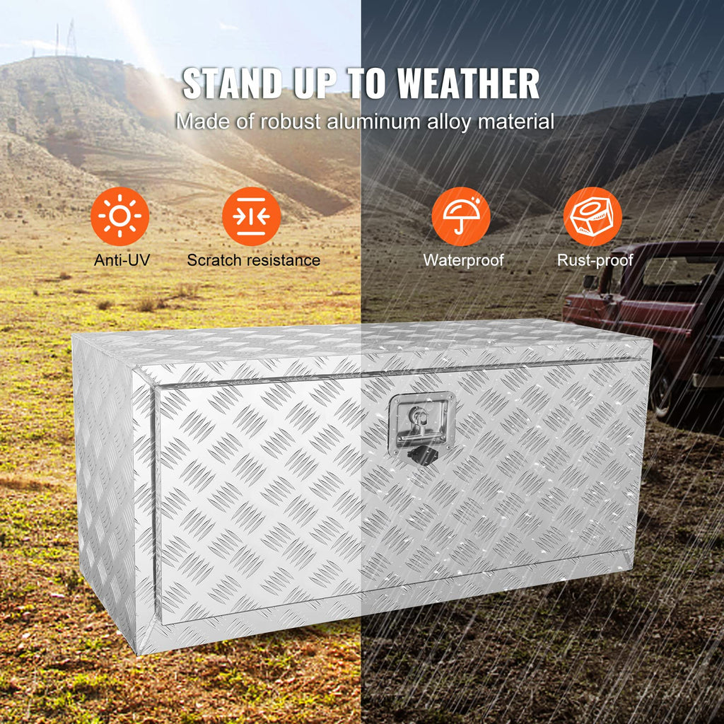 Underbody Truck Box, 36"×14"×16" Pickup Storage Box, Heavy Duty Aluminum Diamond Plate Tool Box with Lock and Keys