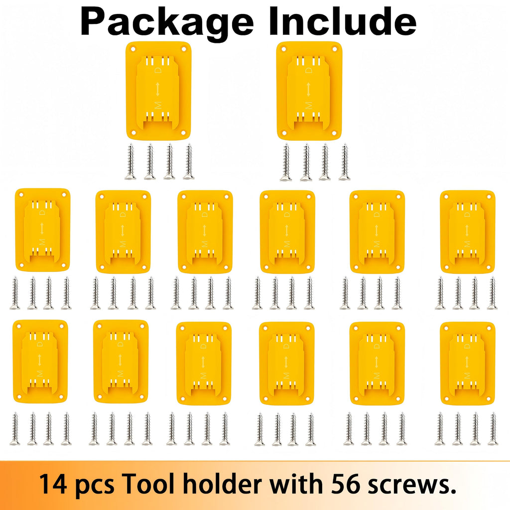 14 Packs Tool Holders Wall Mount，Compatible with Dewalt 12V/20V Drill Tool