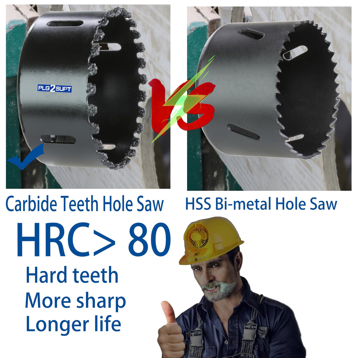 PLG2SUPT 4-1/2 inch Carbide Grit Hole Saw Cutter for Hardy Plank Air Brick Stucco Drywall Fiber Cement siding Backer Board Plasterboard