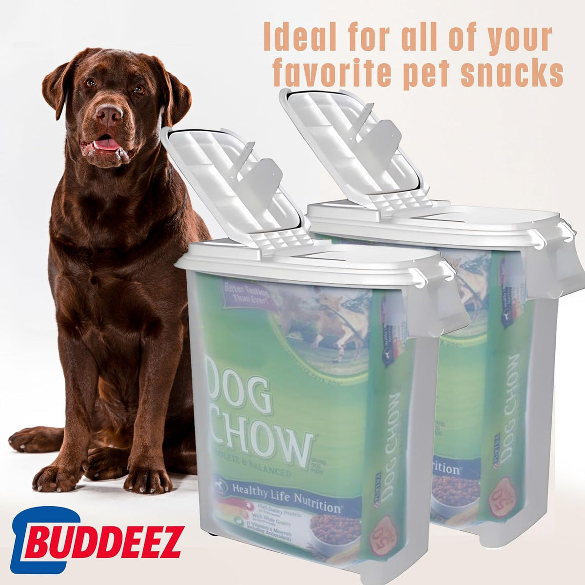 Airtight Rolling Pet Food Storage Container, 50 Quart, with Scoop