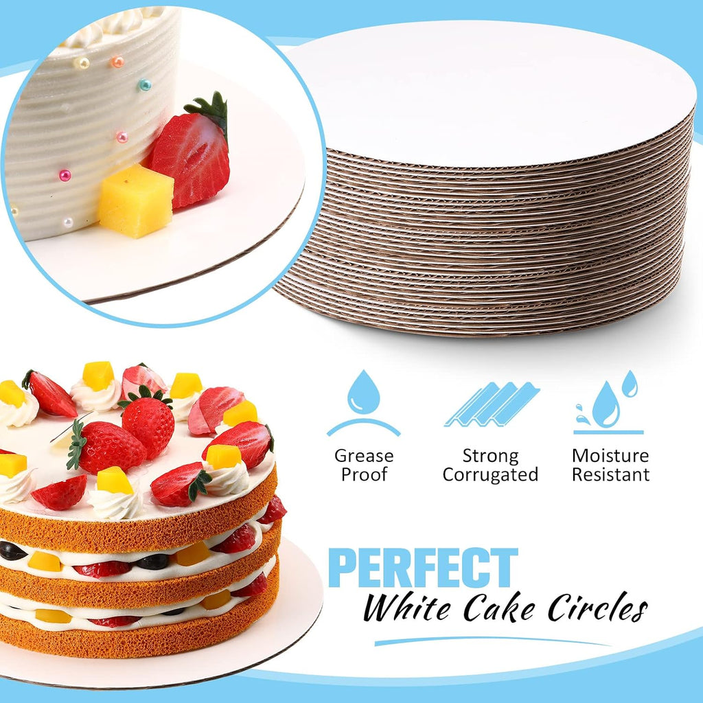 50 Pack Cake Boards Round White Circle Cardboard Base,10 Inch