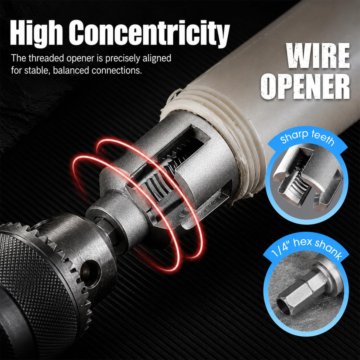 Internal & External Pipe Threading Tool(1/2'' 3/4'' Dies), 2025 New Function Pipe Thread Cutting Tool, Electric Drill Compatible PVC & Plastic Pipe Threader Kit for Home Repair (1/2"+ 3/4")