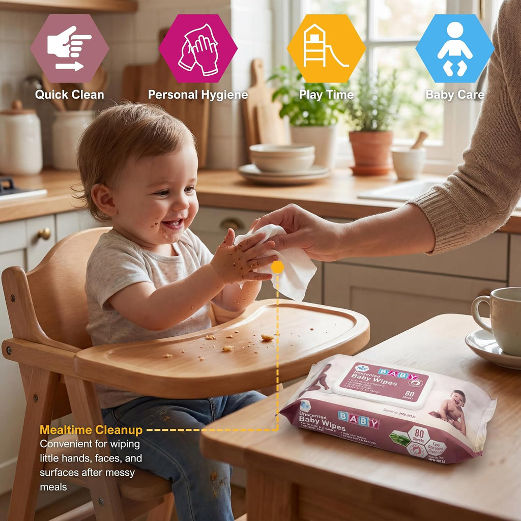 Unscented Sensitive Baby Wipes with Aloe & Vitamin E, 960Ct