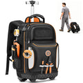 16" Rolling Tool Backpack with Wheels, 75 Pockets Electrician Tool Bag for Construction HVAC, 1680D Waterproof