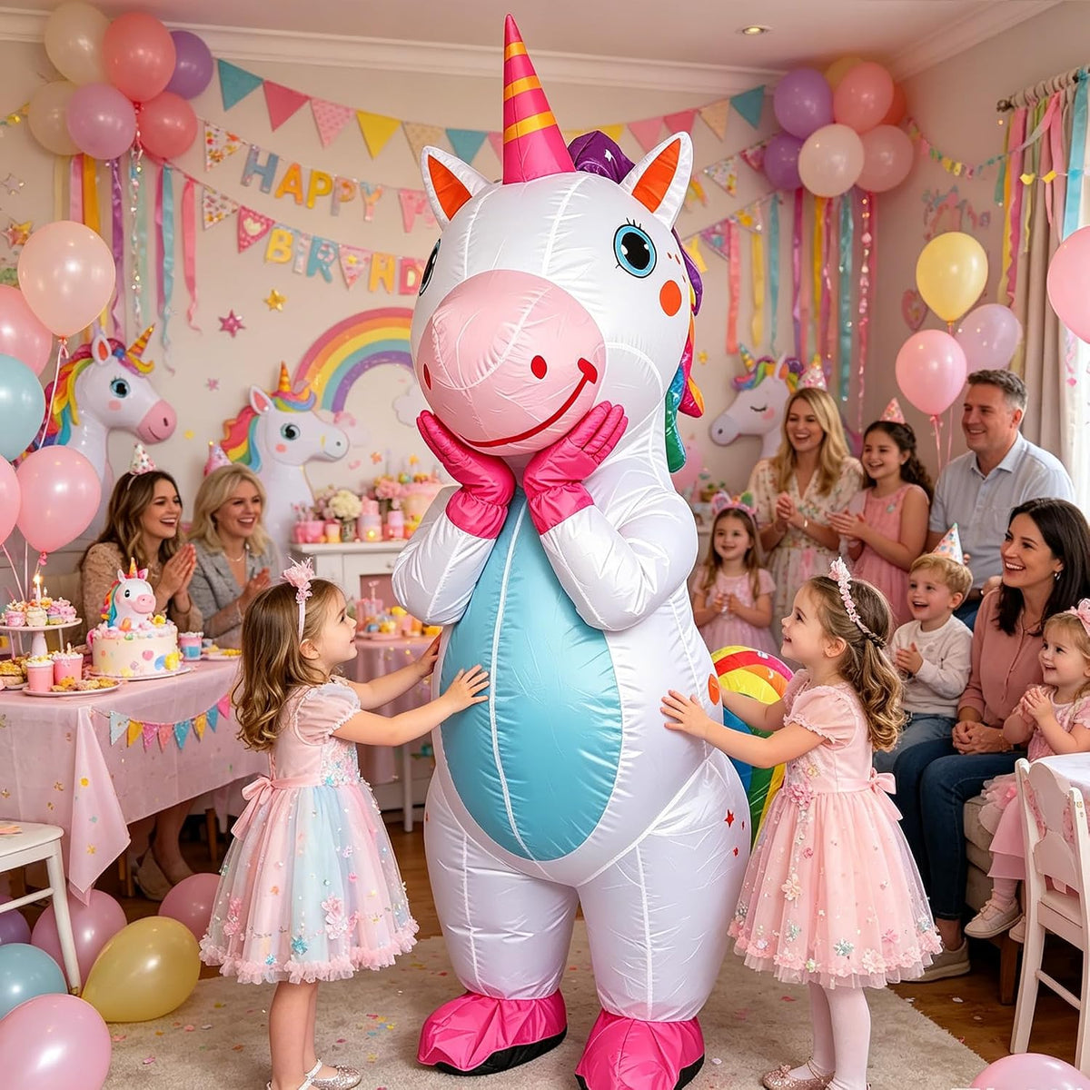 Inflatable Unicorn Costume Adult,Funny Unicorn Blow Up Costumes for Halloween Party Cosplay,Unicorn Suit for Men Women