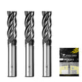 SPEED TIGER EISE 1/2" Carbide Square End Mill, 4 Flute, AlTiN Coated, for Alloy Steel, Hardened Steel, Cast Iron, Copper, and Aluminum, Up to HRC 50 (3-Piece Set)
