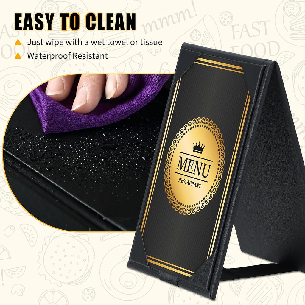 PU Leatherette Table Tents, 12Pcs Double-Sided Menu Holders 5 x 7"