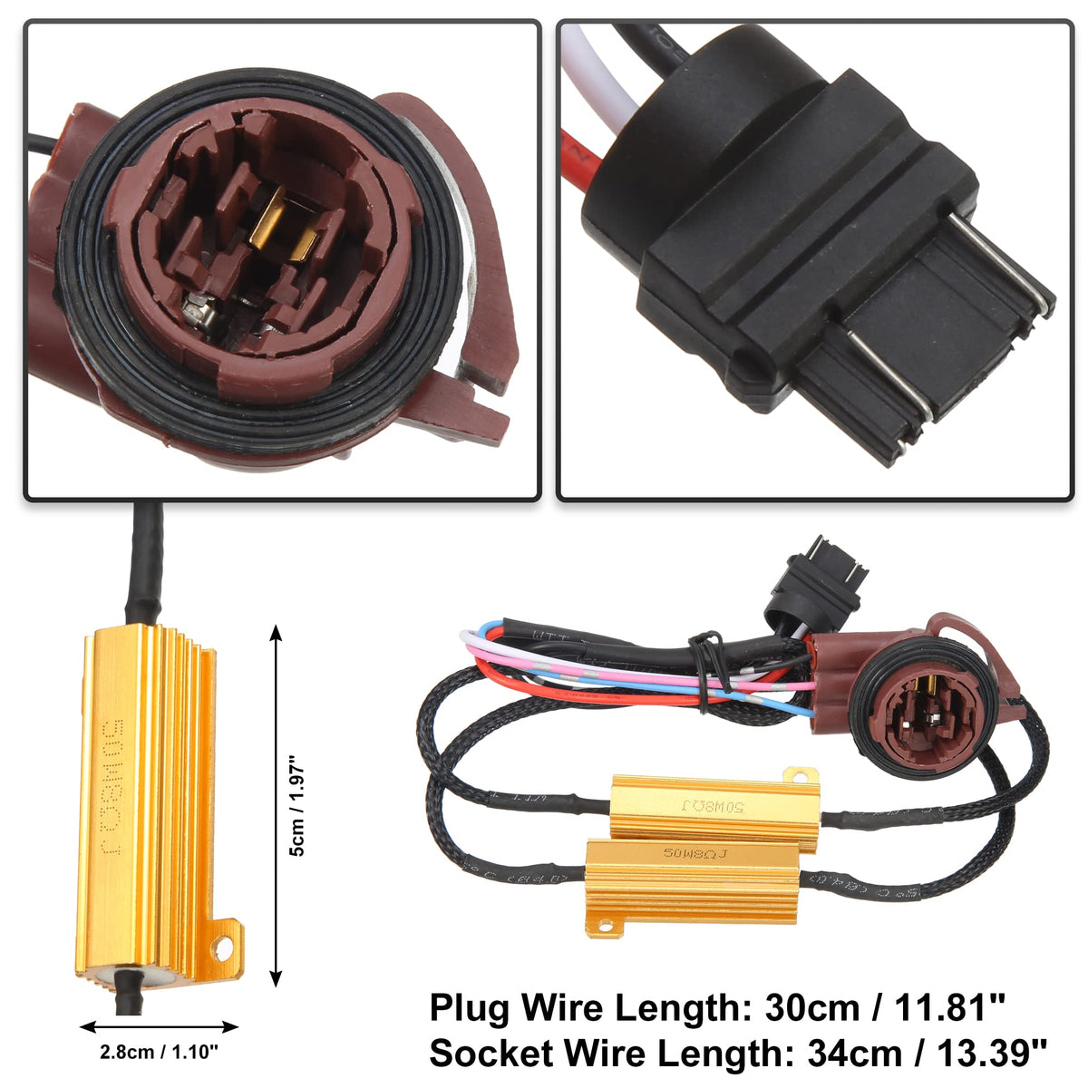 X AUTOHAUX LED Headlights Canbus Decoder 50W 8ohm for 3157 3047 3057 2 Pcs