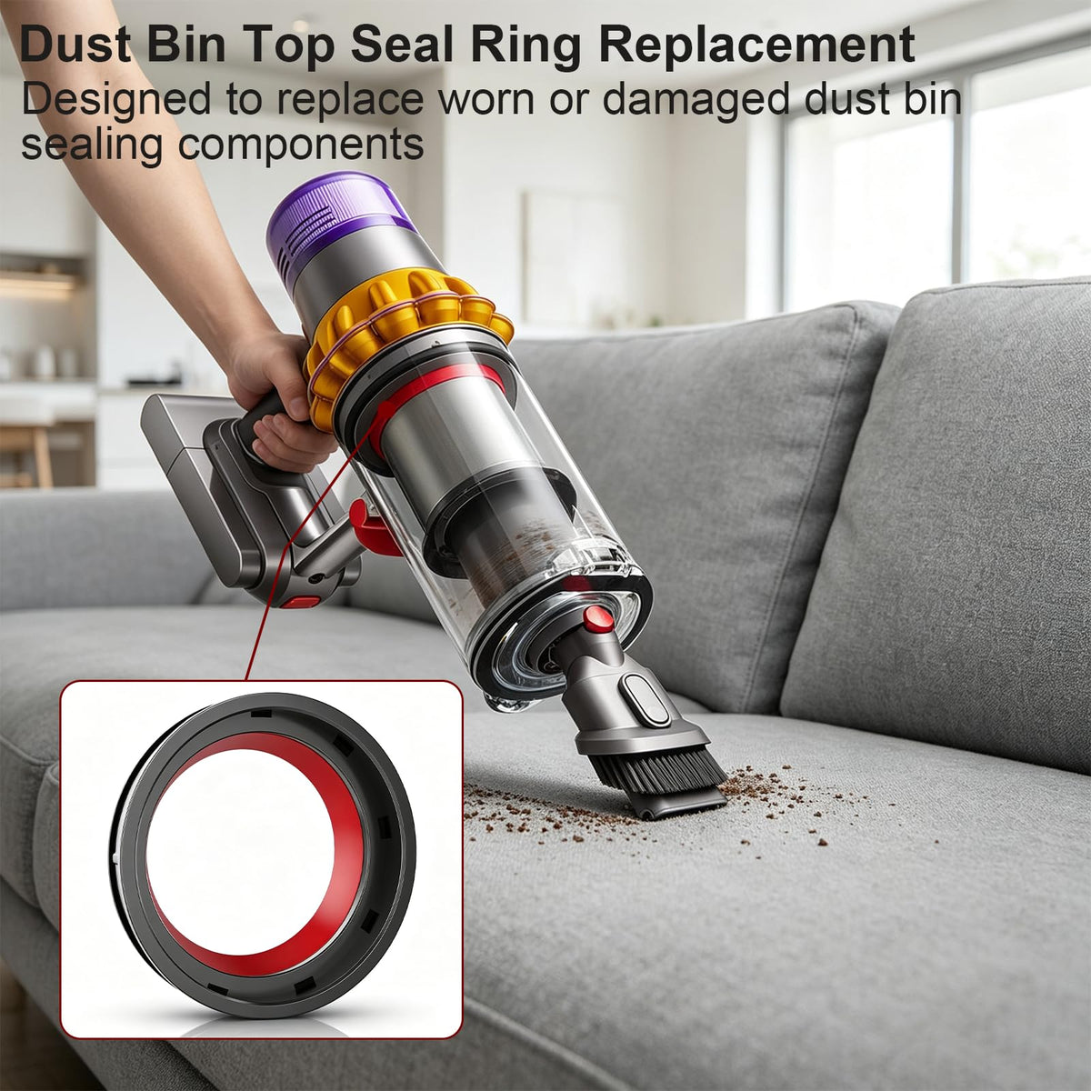Dust Bin Top Seal Ring Replacement for Dyson V11 V15 V15s Detect Vacuum