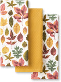 Autumn Harvest Falling Leaves Kitchen Towel 3-Pack Set