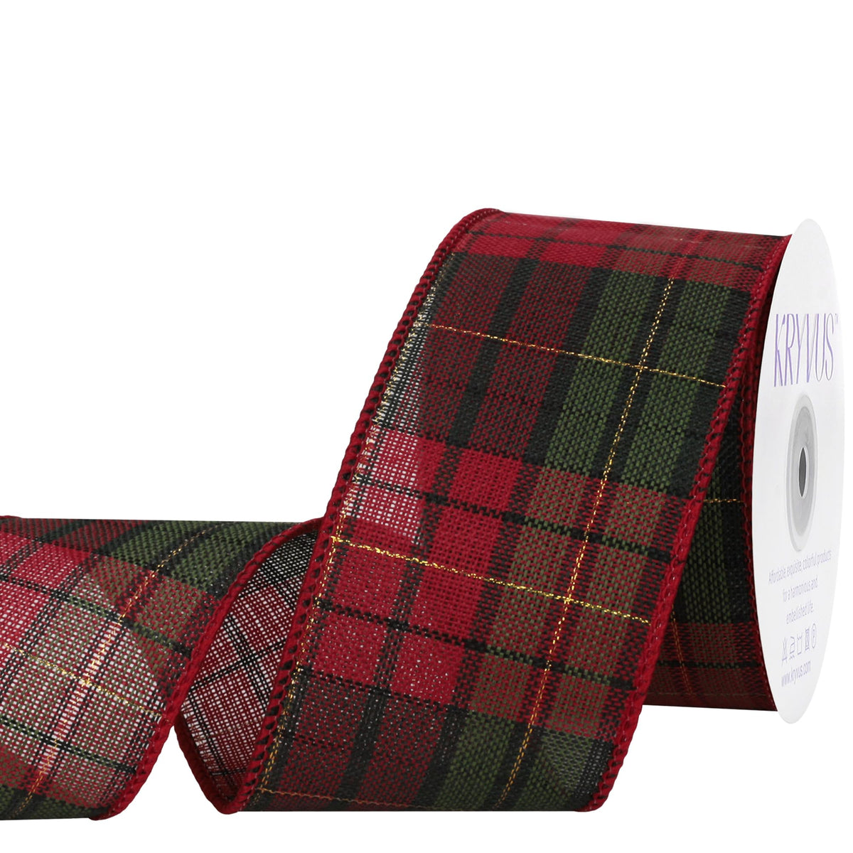 Red Green Tartan Plaid Christmas Wired Ribbon 2.5 Inch x 10 Yards