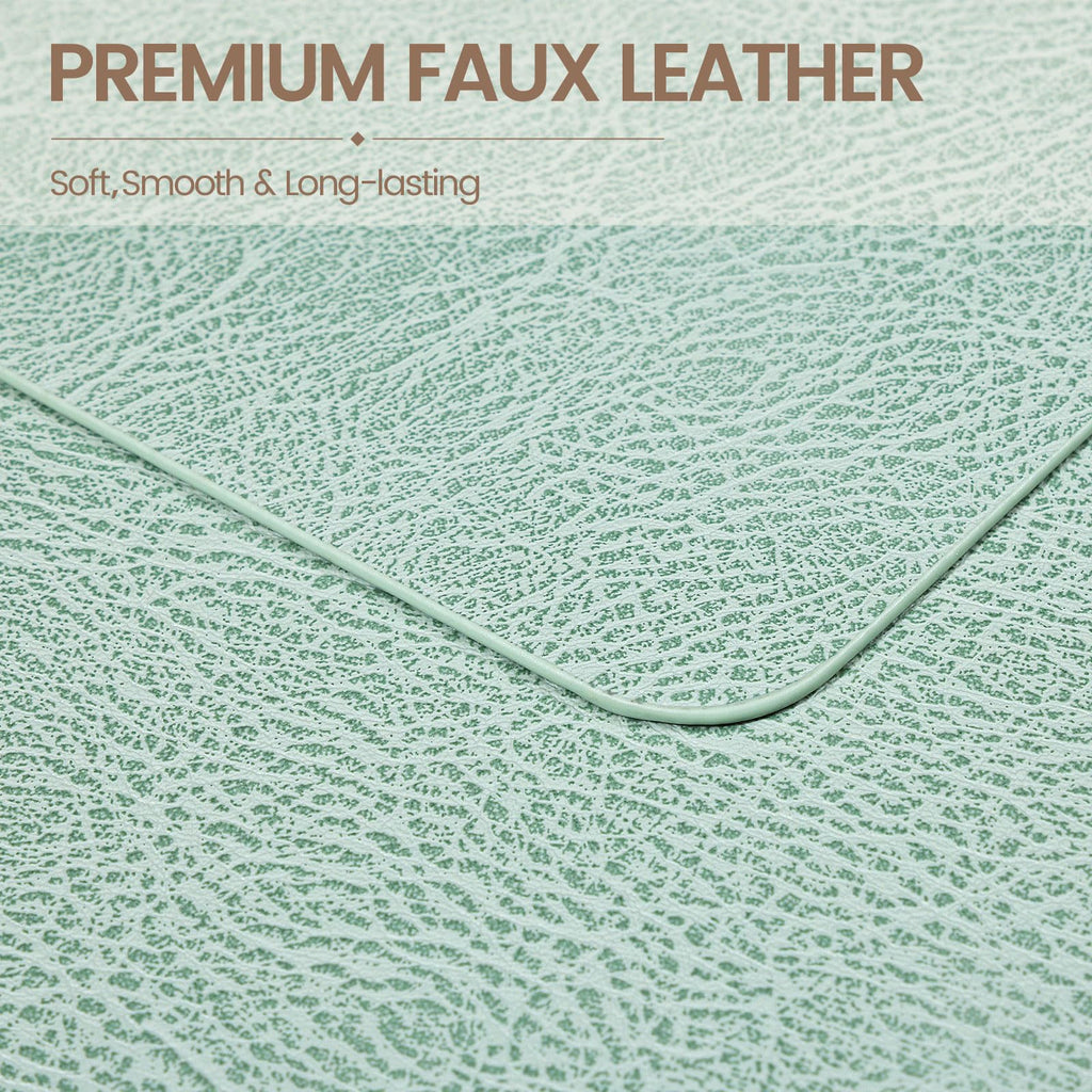 Faux Leather Vinyl Placemats Set of 8, Easy to Clean, Green
