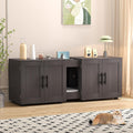 Cat Litter Box Enclosure with Double Room, Walnut