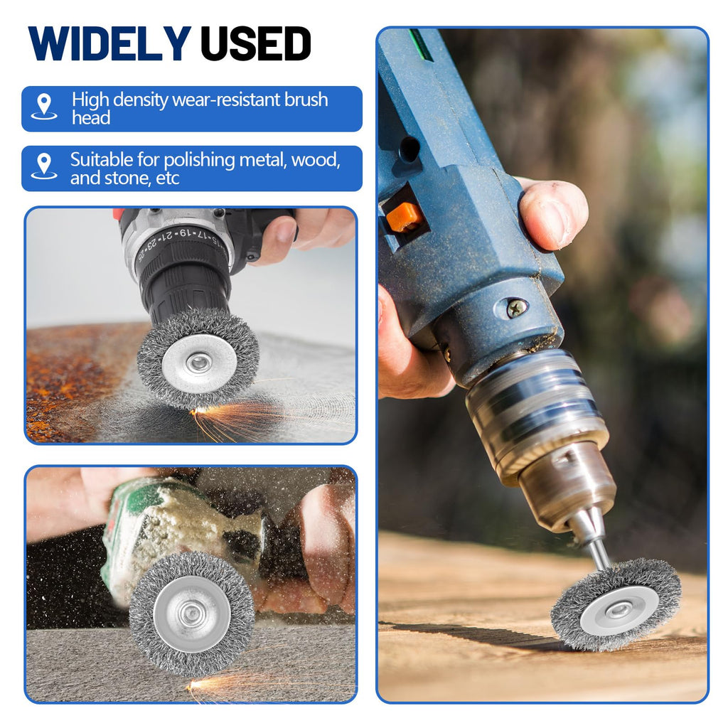 Moxweyeni 20 Pcs 1.5 Inch Wire Wheel Brushes for Drill Bits, 1/4 Inch Shank