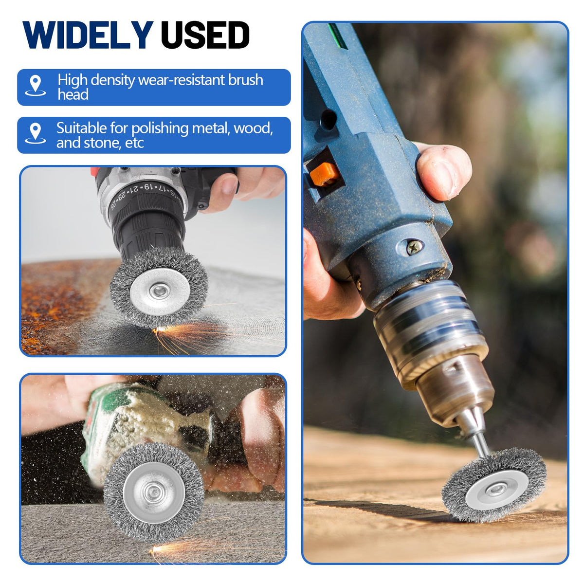 Moxweyeni 20 Pcs 1.5 Inch Wire Wheel Brushes for Drill Bits, 1/4 Inch Shank