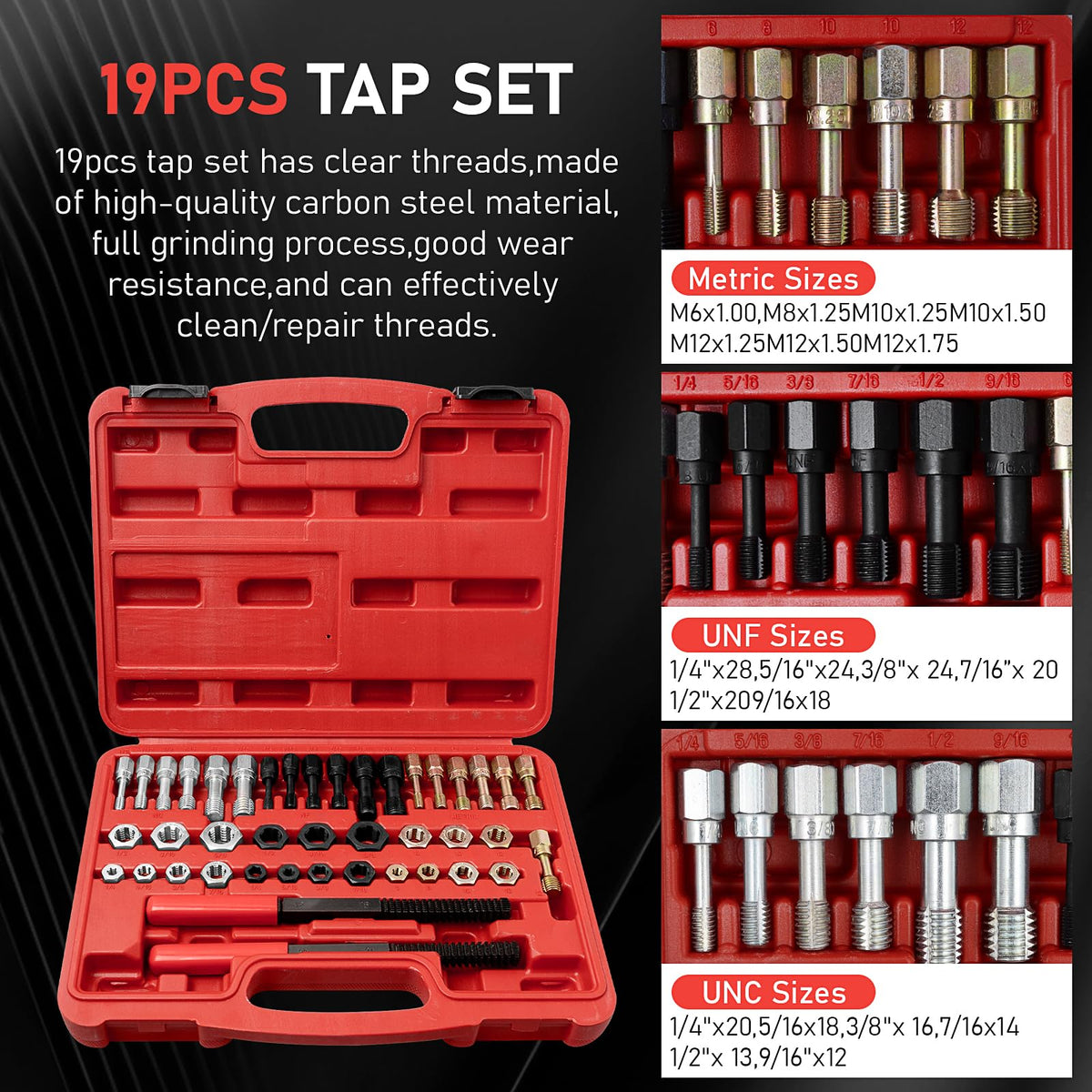 KisSealed 42 Pcs Thread Chaser Set, UNC/UNF/Metric Rethreading Kit