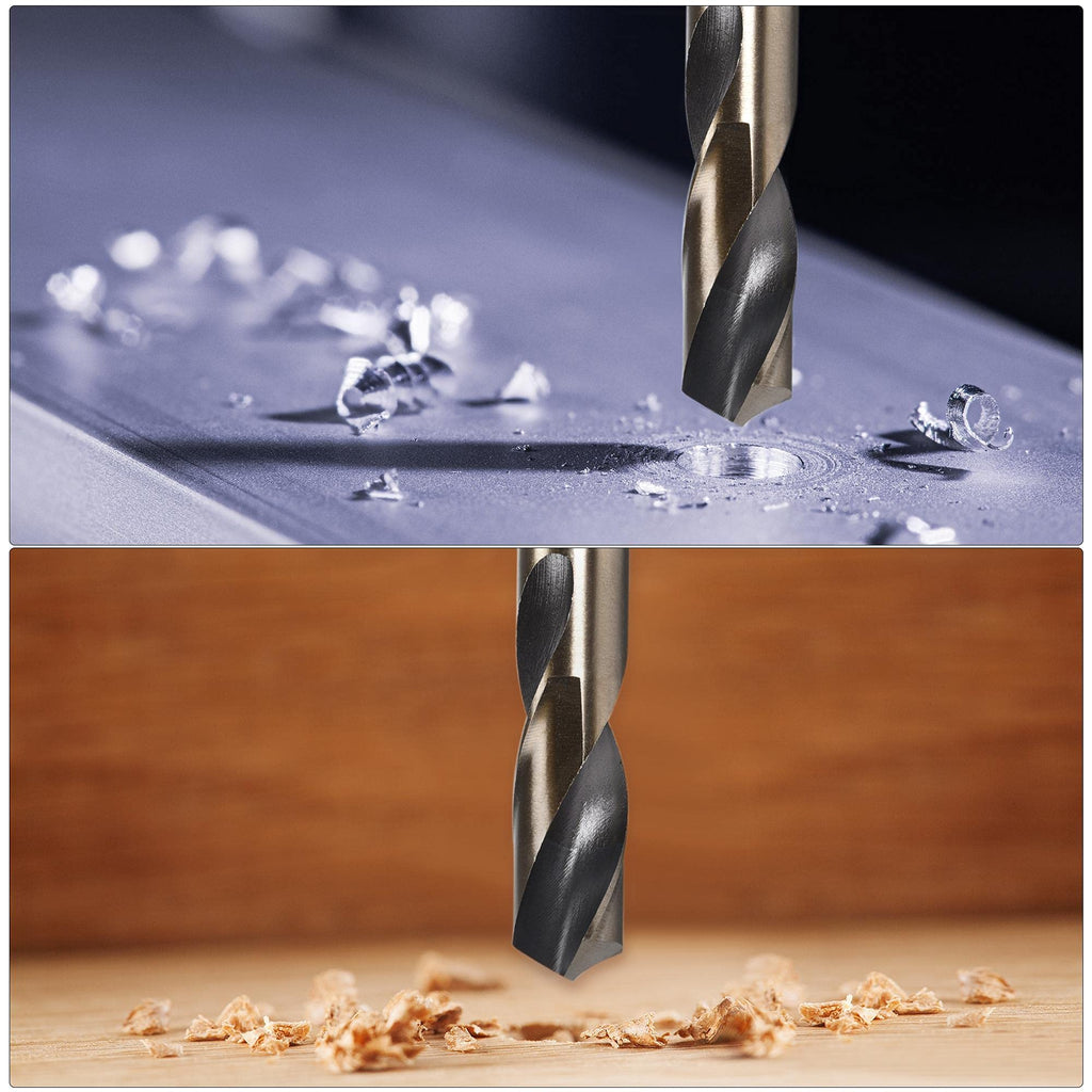 uxcell Straight Shank Twist Drill Bits 11.5mm Gold Titanium & Black Nitride Coated High Speed Steel (HSS) 4341 with 11.5mm Shank for Stainless Steel Alloy Metal Plastic Wood