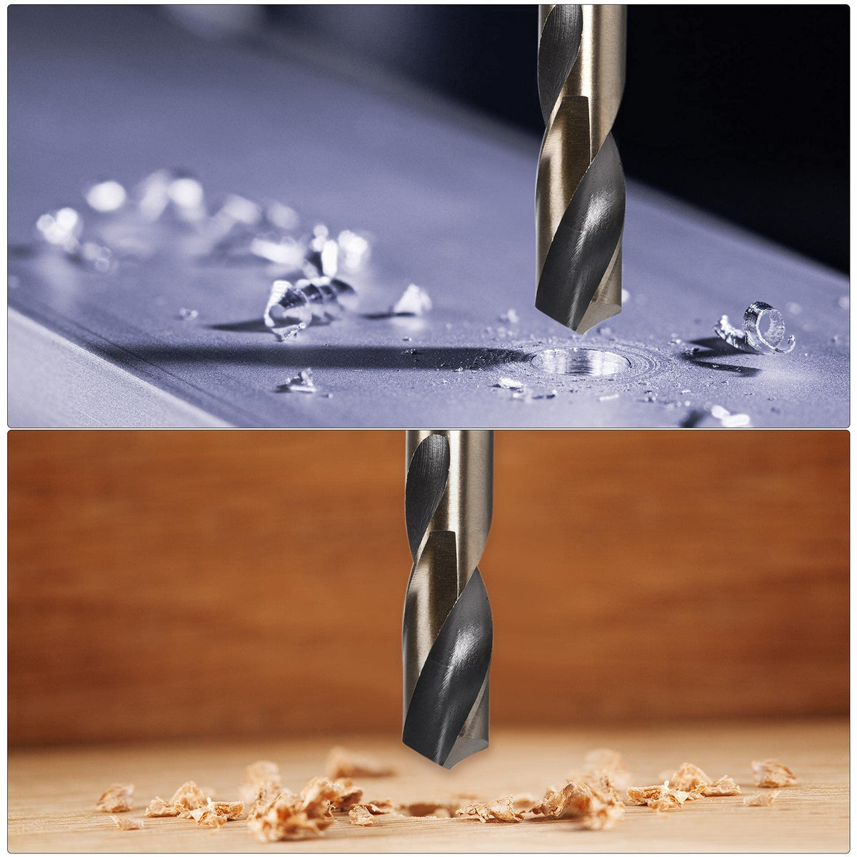 uxcell Straight Shank Twist Drill Bits 11.5mm Gold Titanium & Black Nitride Coated High Speed Steel (HSS) 4341 with 11.5mm Shank for Stainless Steel Alloy Metal Plastic Wood