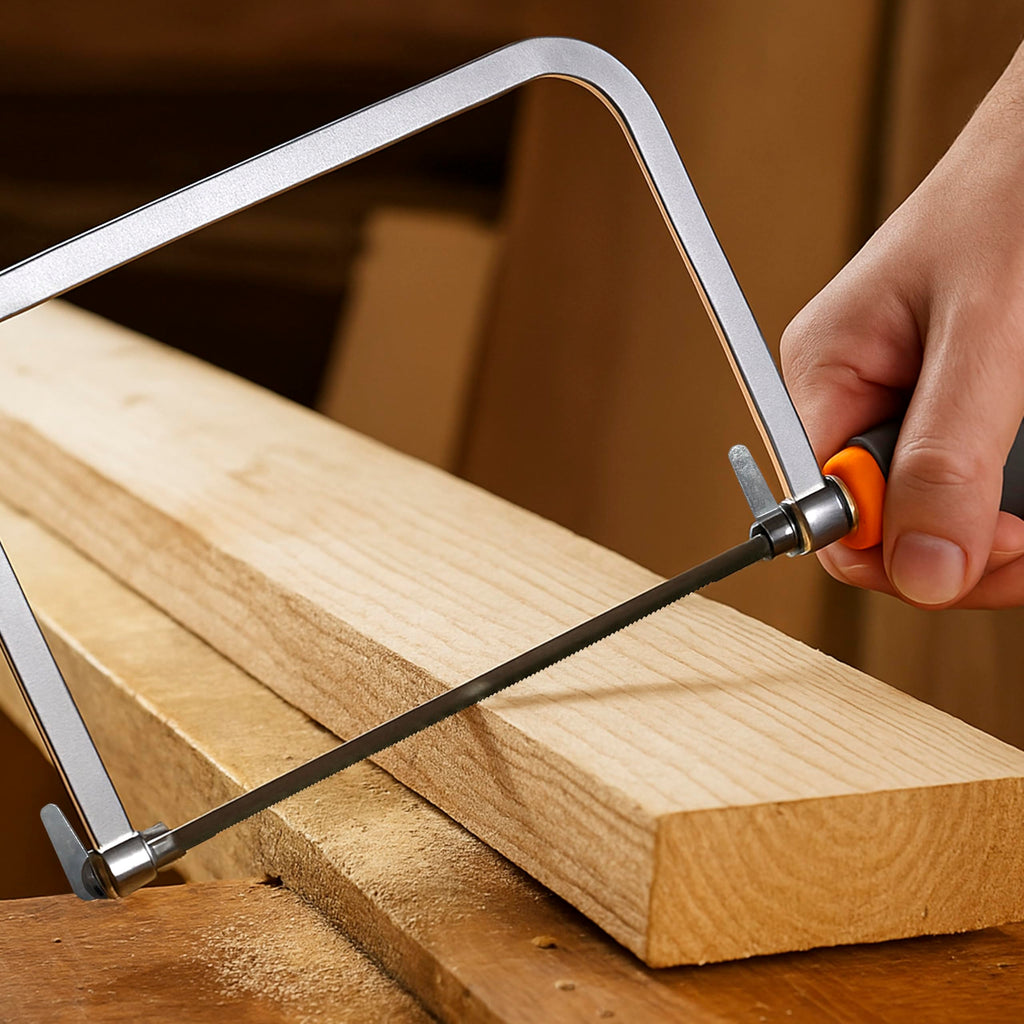 Mutt Tools Coping Saw for Woodworking - 6.5 inch Frame with 3 Steel Blades