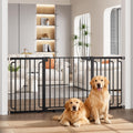 36.6-69" Extra-Wide Adjustable Hardware/Pressure-Mounted Pet & Child Safety Gate with Dual-Lock Walk-Through Swing Door for Stairs, Hallways & Wide Doorways — Black