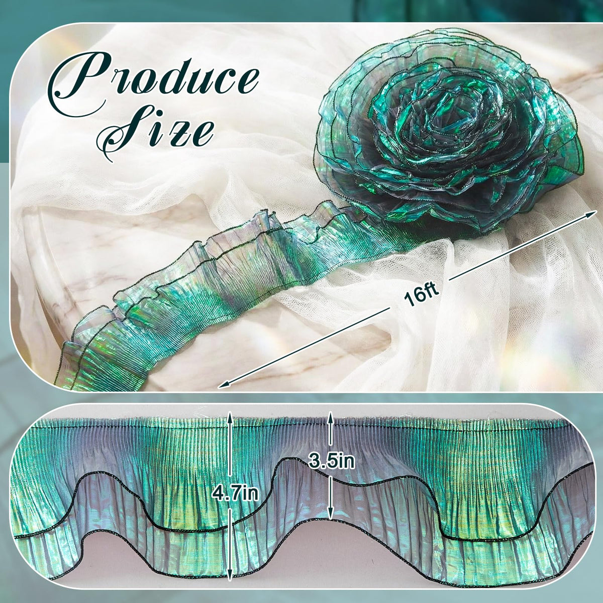 16 Yard Halloween Jellyfish Ribbon, Green, Double Layer